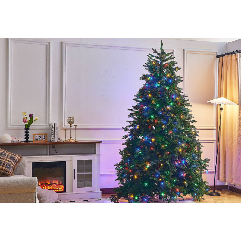 The Holiday Aisle Artificial With Lights Christmas Tree Classic Spruce 7.5ft Equipped With23 Kinds Of Led Clear Lights Easy Storage Assembly Fireproof Material Realistic Pe pvc Christmas Living Room